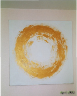 Das Bild soll einerseits Ruhe ausdr&uuml;cken, andererseits haben wir es f&uuml;r den Metall-Bereich unserer Wohnung (Feng Shui) gemalt, 100x100